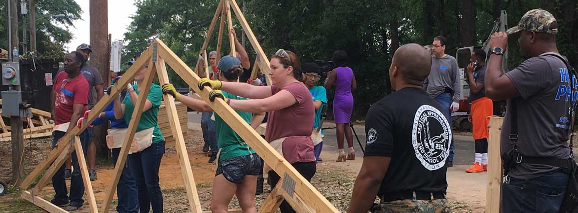 City employees building a home