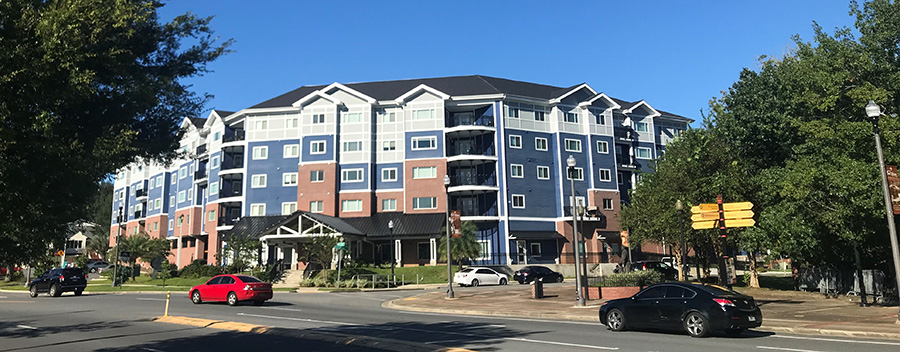 A view of an apartment building