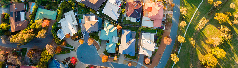 aerial view of a neighborhood